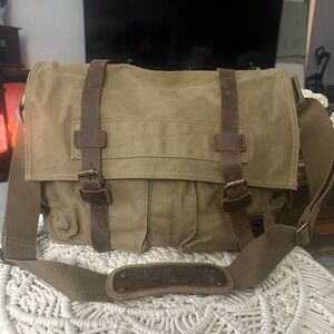 Tan Canvas Messenger Bag